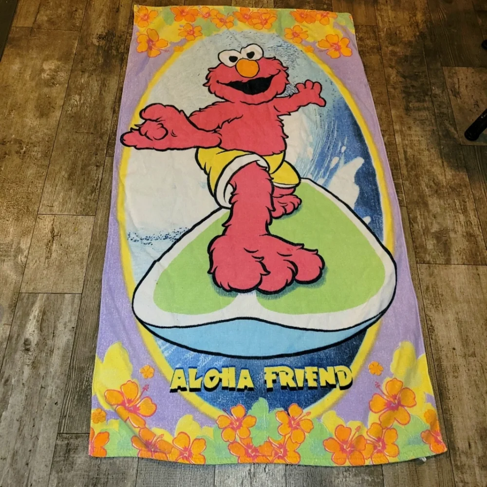 Vintage Sesame Street Towel Elmo Aloha Friends